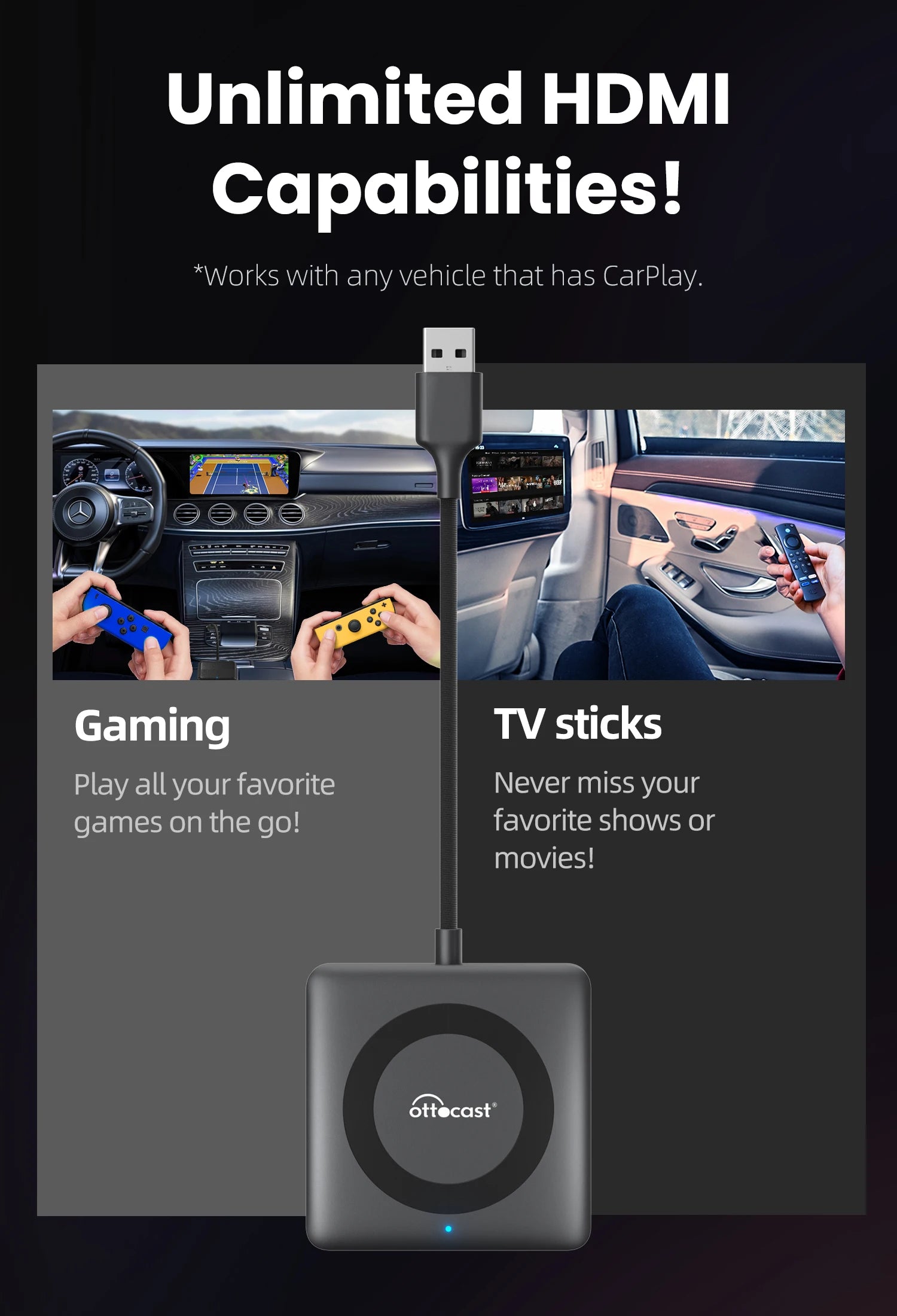 OTTOCAST Wireless CarPlay Adapter TV  Converter