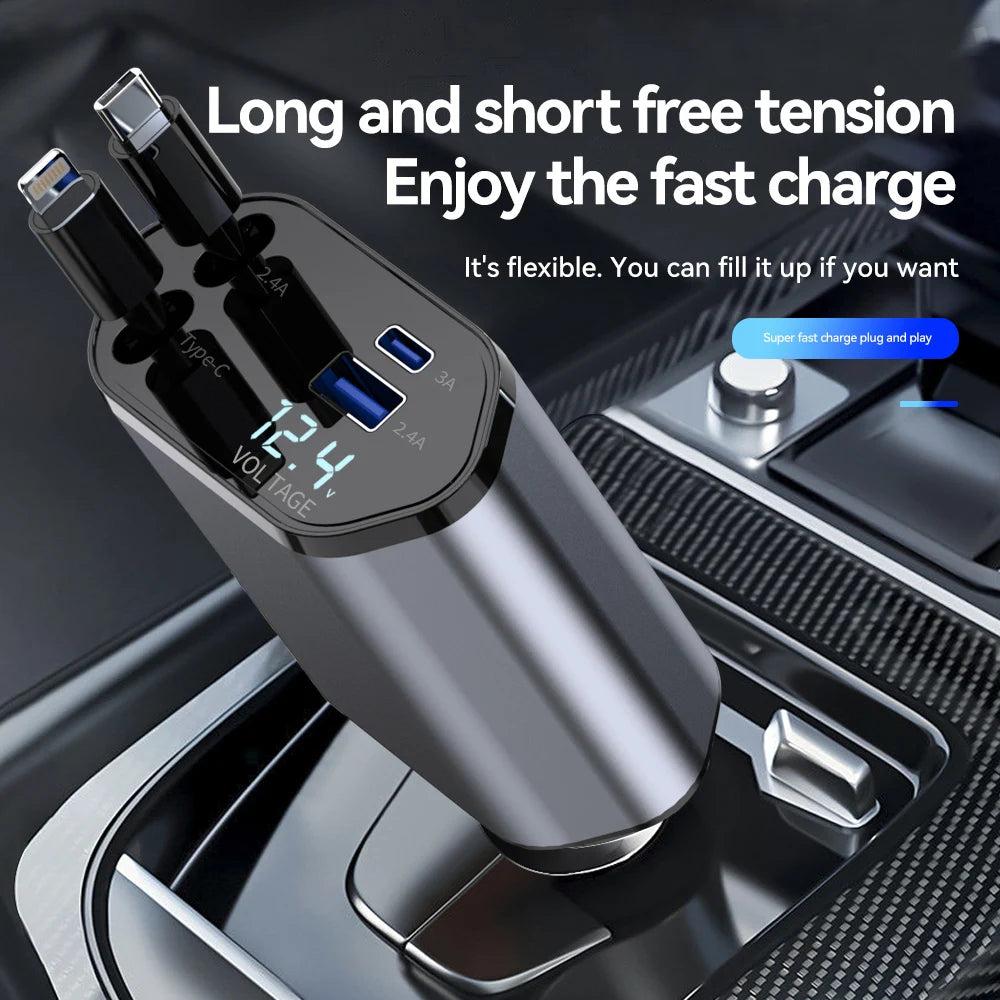 Retractable Car Charger 4 in 1